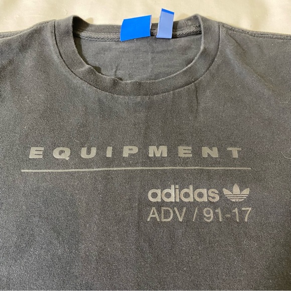 Adidas Equipment Logo Tee Black Size 105 US Large Round Hem - Picture 5 of 9